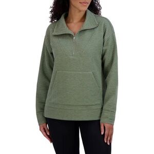 Kirkland Signature Women's Green Ribbed Zip-Up Hoodie